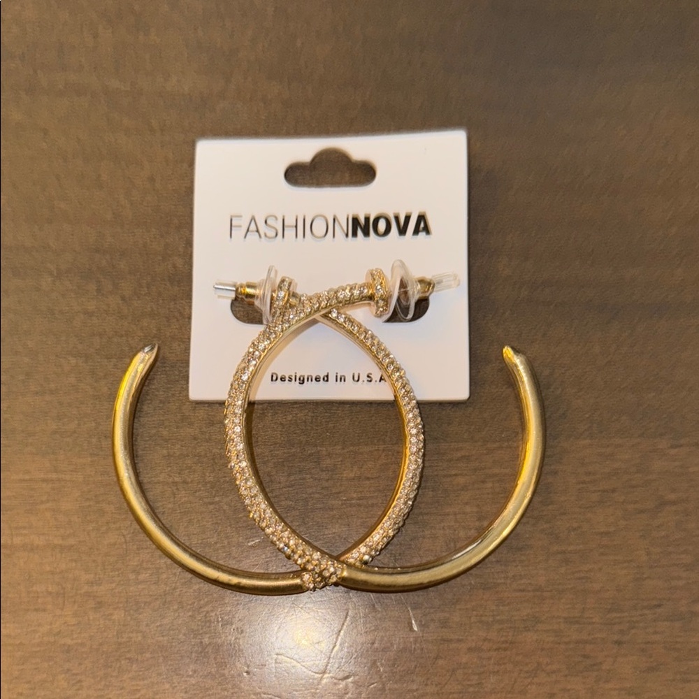 ❤️ New Fashion Nova Gold Statement Hoop Earrings